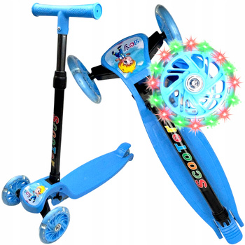 Hulajnoga Trójkołowa Balansowa Dla Dzieci świecące Koła LED Składana Niebie