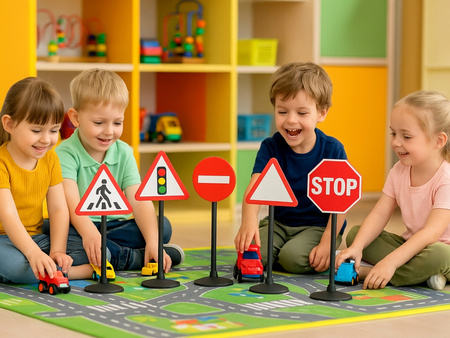 Znaki drogowe zabawkowe Zestaw Duże znaki edukacyjne Duży znak drogowy x5