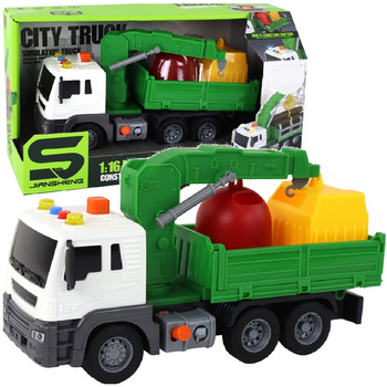 Duża Śmieciarka z koszami Auto światła dźwięki