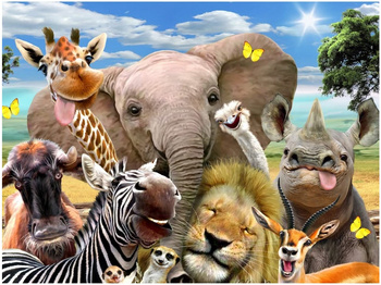 HAFT DIAMENTOWY Diamond Painting Mozaika Diamentowa Dla dzieci Zestaw Zwierzęta ZOO