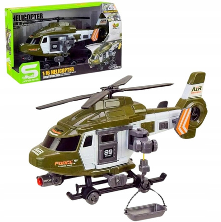 Helikopter Wojskowy Ratunkowy Armia SOS Światło LED Dźwięki Wyciągarka