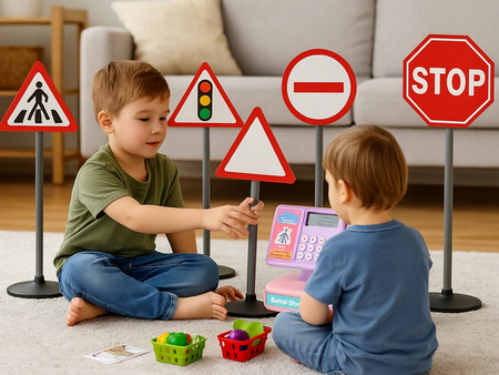 Znaki drogowe zabawkowe Zestaw Duże znaki edukacyjne Duży znak drogowy x5