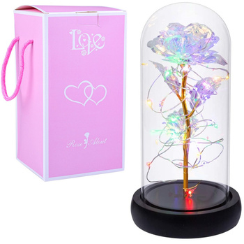 WIECZNA RÓŻA W SZKLE ŚWIATEŁKA LED flower box rose