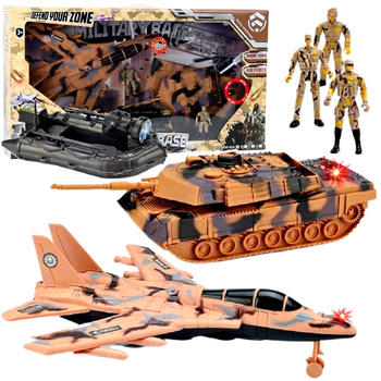 Duży Zestaw Militarny Samolot Myśliwiec Czołg Ponton Wojsko Armia Figurki
