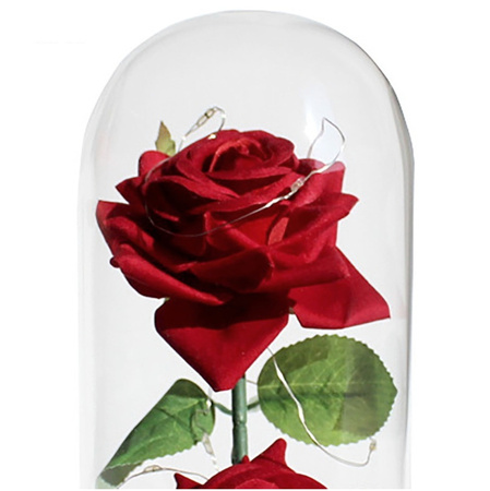 WIECZNA RÓŻA W SZKLE ŚWIATEŁKA LED flower box rose