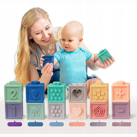 KLOCKI Sensoryczne EDUKACYJNY zestaw klocków SENSORYCZNA ZABAWKA Miękkie 12