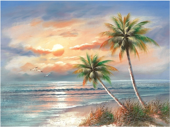 Obraz MALOWANIE PO NUMERACH Dla DZIECI Plaża 30x40 ZESTAW Z RAMĄ