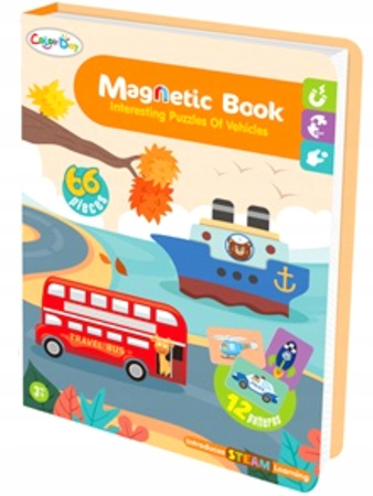 Magnetyczna układanka Magnetyczne Pojazdy dla dzieci Magnetic Book Puzzle