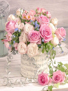 HAFT DIAMENTOWY Diamond Painting Mozaika Diamentowa Zestaw Piękne róże bukiet kwiaty