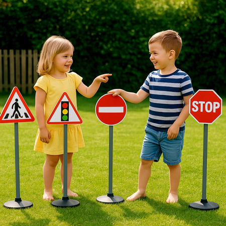 Znaki drogowe zabawkowe Zestaw Duże znaki edukacyjne Duży znak drogowy x5