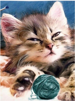 HAFT DIAMENTOWY Diamond Painting Mozaika Diamentowa Dla dzieci Zestaw Kot Kotek