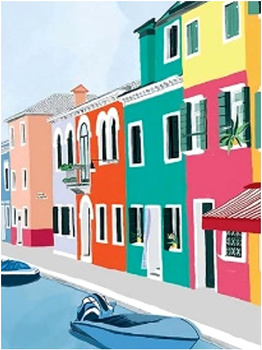 Obraz MALOWANIE PO NUMERACH RAMA W ZESTAWIE 50x40  Miasto Kolorowe Budynki