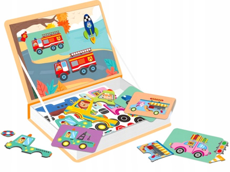 Magnetyczna układanka Magnetyczne Pojazdy dla dzieci Magnetic Book Puzzle