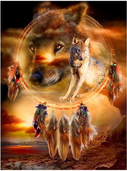 HAFT DIAMENTOWY Diamond Painting Mozaika Diamentowa Dla dzieci Zestaw Psy WIlki