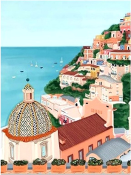 Obraz MALOWANIE PO NUMERACH RAMA W ZESTAWIE 50x40 dla dzieci Miasto Jezioro Widok