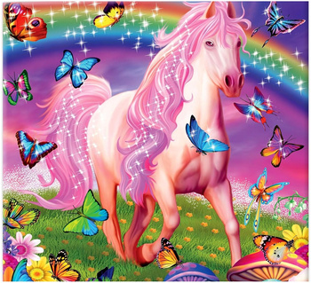 HAFT DIAMENTOWY Diamond Painting Mozaika Diamentowa Dla dzieci Zestaw Konie Jednorożec