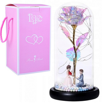 WIECZNA RÓŻA W SZKLE ŚWIATEŁKA LED flower box rose