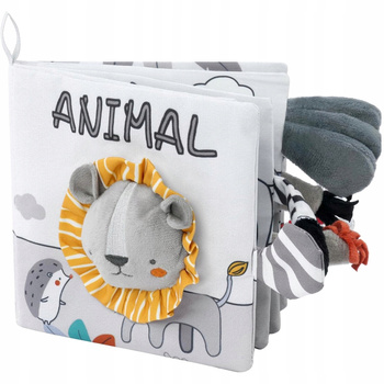 Książeczka sensoryczna dotykowa materiałowa miękka szeleść Dzikie Zwierzęta