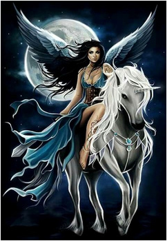 Obraz MALOWANIE PO NUMERACH Pampicio RAMA 50x40 Kobieta i Jednorożec