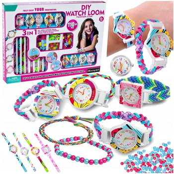 ZESTAW DO TWORZENIA ZEGARKÓW KORALIKI DO BRANSOLETEK SZNURKI ZEGARKI