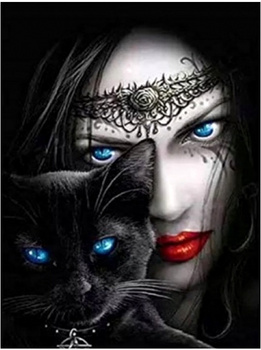 HAFT DIAMENTOWY Diamond Painting Mozaika Diamentowa Kobieta i Kot