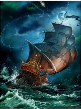 HAFT DIAMENTOWY Diamond Painting Mozaika Diamentowa Zestaw Statek na morzu