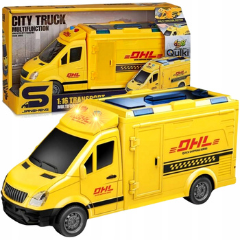 SAMOCHÓD DOSTAWCZY BUS KURIER DHL AUTO KURIERA DLA DZIECI ŚWIATŁA I DŹWIĘKI