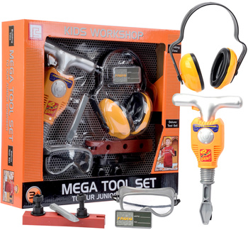 ZESTAW NARZĘDZI MAŁEGO BUDOWLAŃCA OKULARY MŁOT