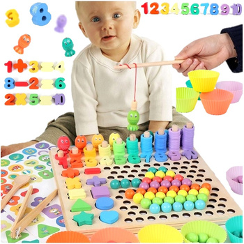 Układanka montessori Drewniana Mozaika Koraliki Kulki tablica logarytmiczna