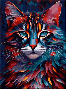 Obraz MALOWANIE PO NUMERACH RAMA W ZESTAWIE 50x40 Kot Kotek