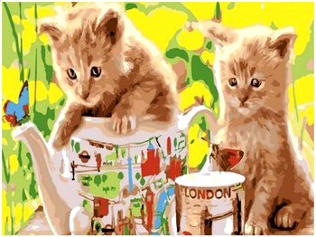 Obraz MALOWANIE PO NUMERACH RAMA W ZESTAWIE 50x40 Kot Koty Kotki