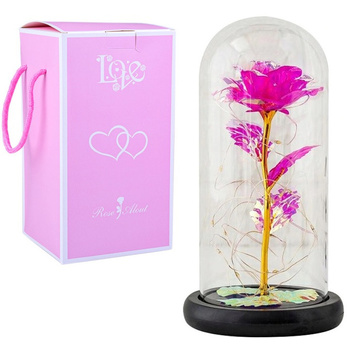 WIECZNA RÓŻA W SZKLE ŚWIATEŁKA LED flower box rose