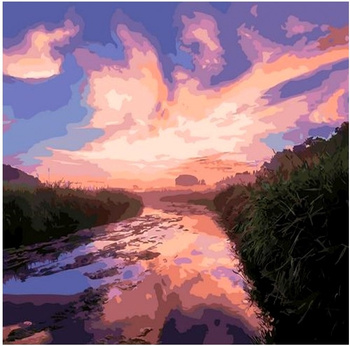 Obraz MALOWANIE PO NUMERACH RAMA W ZESTAWIE 50x40Rzeka Niebo Kolorowe