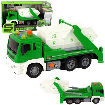 Śmieciarka z Kontenerem Auto światła dźwięki