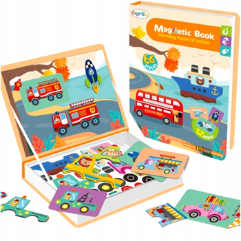 Magnetyczna układanka Magnetyczne Pojazdy dla dzieci Magnetic Book Puzzle