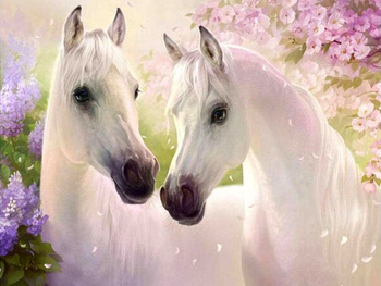 HAFT DIAMENTOWY Diamond Painting Mozaika Diamentowa Zestaw Dla dzieci Koń Białe Konie