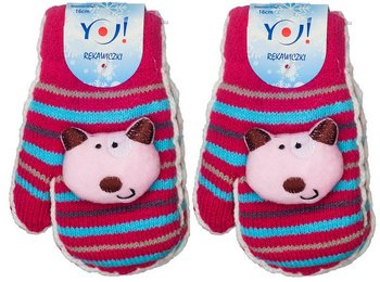 Rękawiczki PODWÓJNE OCIEPLANE Z MASKOTKĄ 14cm