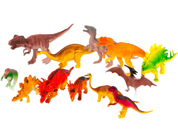 DINOZAURY ZESTAW 12 szt FIGURKI RÓŻNE WZORY GUMOWE