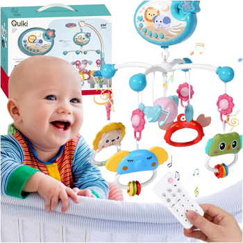 KARUZELA DO ŁÓŻECZKA Z PROJEKTOREM ZE ZWIERZĄTKAMI LAMPKA KOŁYSANKI + PILOT