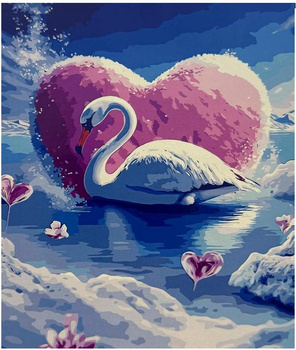 Obraz MALOWANIE PO NUMERACH RAMA W ZESTAWIE 40x50 Łabędź Na Jeziorze Serce