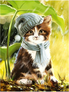 HAFT DIAMENTOWY Diamond Painting Mozaika Diamentowa Dla dzieci Zestaw Kot Kotek