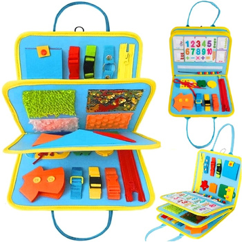 TABLICA MANIPULACYJNA Z ZEGAREM PUZZLAMI DO NAUKI sensoryczna MONTESSORI