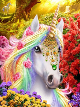 HAFT DIAMENTOWY Diamond Painting Mozaika Diamentowa Zestaw Bajkowy Koń Jednorożec
