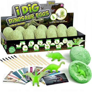 Kopalnia wykopaliska dinozaurów archeolog dinozaury 12 jaj jajka jajko Fluorescencyjne