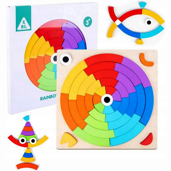 MONTESSORI DREWNIANA ŁAMIGŁÓWKA TECZOWA EDUKACYJNA GEOMENTRYCZNA Układanka