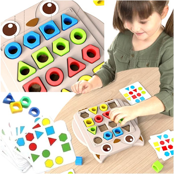GRA LOGICZNA UKŁADANKA ZRĘCZNOŚCIOWA KSZTAŁTY UKŁADANIE KLOCKÓW MONTESSORI