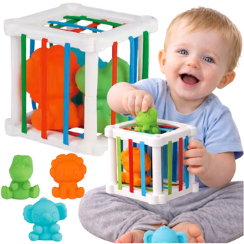 KOSTKA ELASTYCZNA SENSORYCZNA SORTER KWADRAT GUMKI MULTIKOSTKA EDUKACYJNA