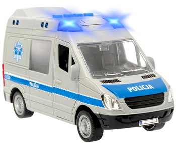 POLICJA RADIOWÓZ WÓZ POLICYJNY AUTO ŚWIATŁO DŹWIĘKI NAPĘD VAN Polski Napis