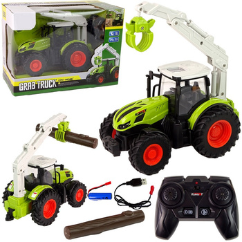 DUŻY TRAKTOR ZDALNIE STEROWANY RC CIĄGNIK GUMOWE KOŁA ŚWIATŁO LED