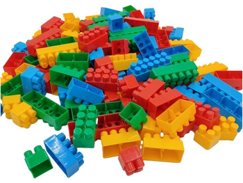 KLOCKI plastikowe na wagę 3kg ok. 480 szt POLSKIE klocki konstrukcyjne 28mm